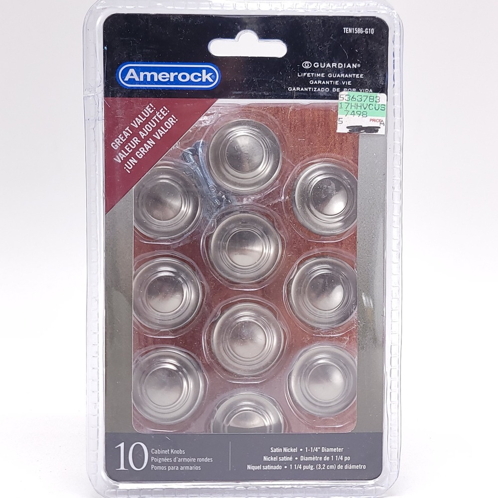 Amerock Satin Nickel Cabinet Knobs 10 Pack 1-1/4 inch Round Hardware TEN1586-G10